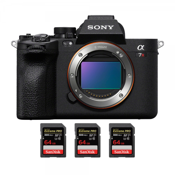 Sony A7R V + 3 SanDisk 64GB Extreme PRO UHS-II SDXC 300 MB/s - Camara mirrorless-1