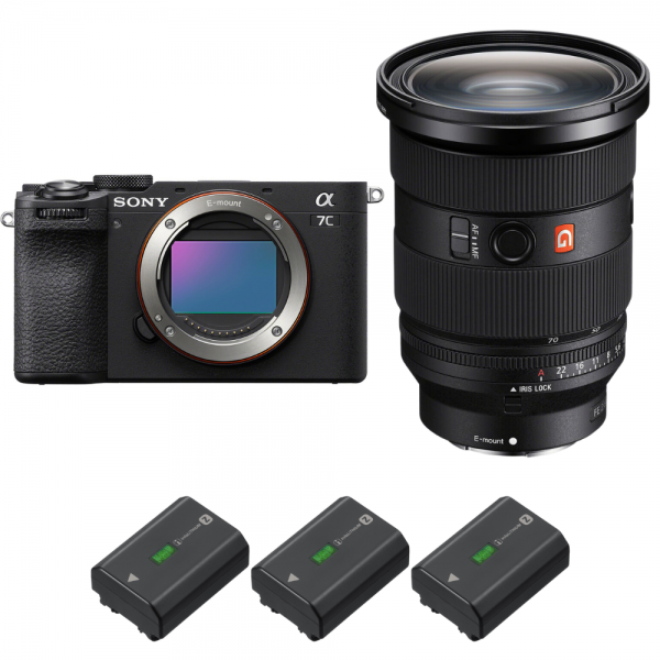 Sony A7C II Black + FE 24-70mm f/2.8 GM II + 3 Sony NP-FZ100-1