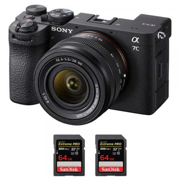 Sony A7C II Black + FE 28-60mm f/4-5.6 + 2 SanDisk 64GB Extreme PRO UHS-II SDXC 300 MB/s-1