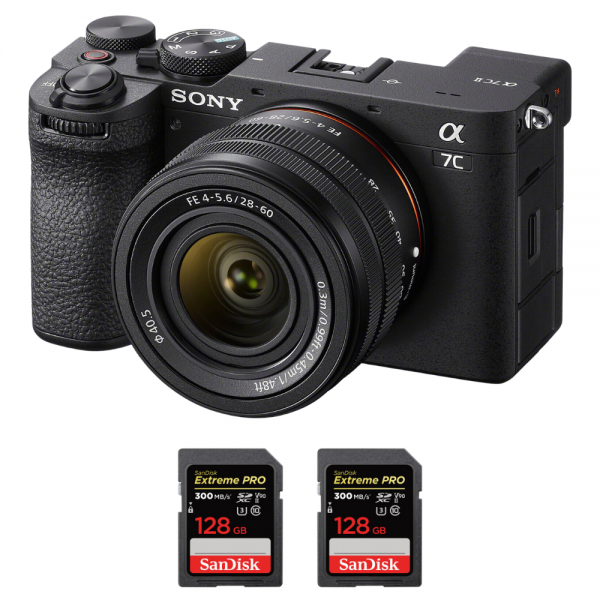 Sony A7C II Black + FE 28-60mm f/4-5.6 + 2 SanDisk 128GB Extreme PRO UHS-II SDXC 300 MB/s-1