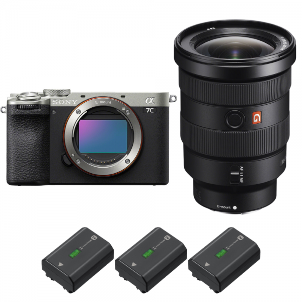 Sony A7C II Silver + FE 16-35mm f/2.8 GM + 3 Sony NP-FZ100-1