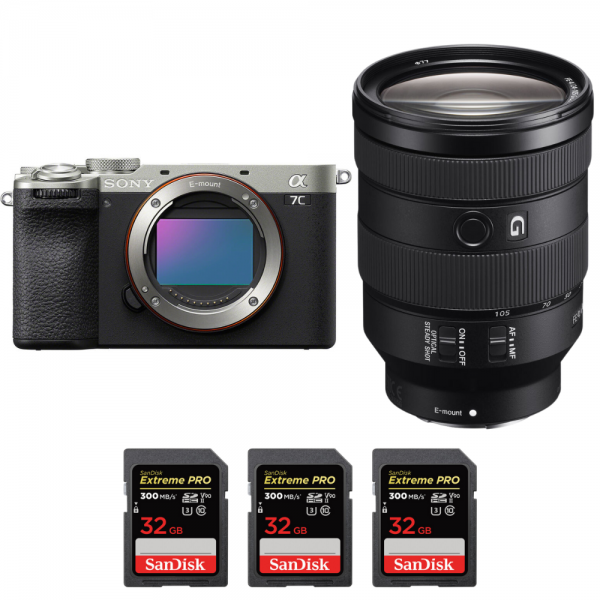 Sony A7C II Plata + FE 24-105mm f/4 G OSS + 3 SanDisk 32GB Extreme PRO UHS-II SDXC 300 MB/s-1