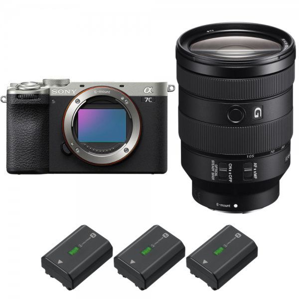 Sony A7C II Plata + FE 24-105mm f/4 G OSS + 3 Sony NP-FZ100-1