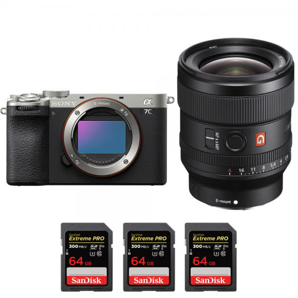 Sony A7C II Plata + FE 24mm f/1.4 GM + 3 SanDisk 64GB Extreme PRO UHS-II SDXC 300 MB/s-1