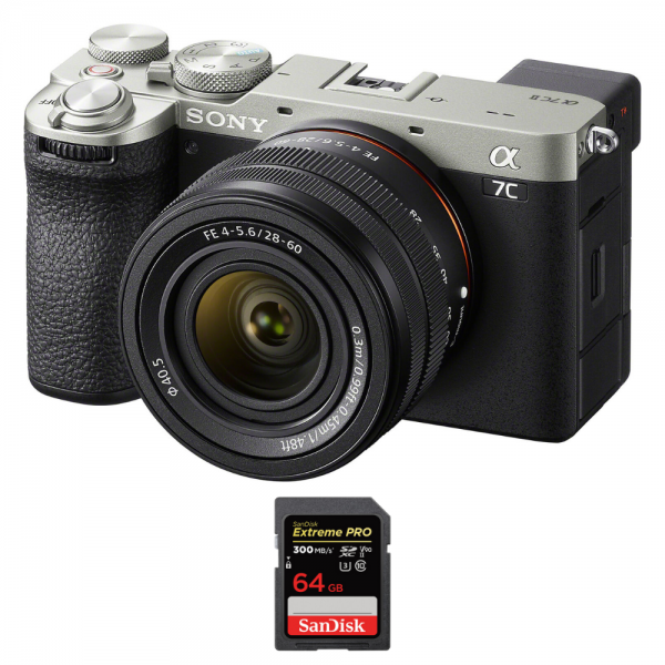 Sony A7C II Plata + FE 28-60mm f/4-5.6 + 1 SanDisk 64GB Extreme PRO UHS-II SDXC 300 MB/s-1