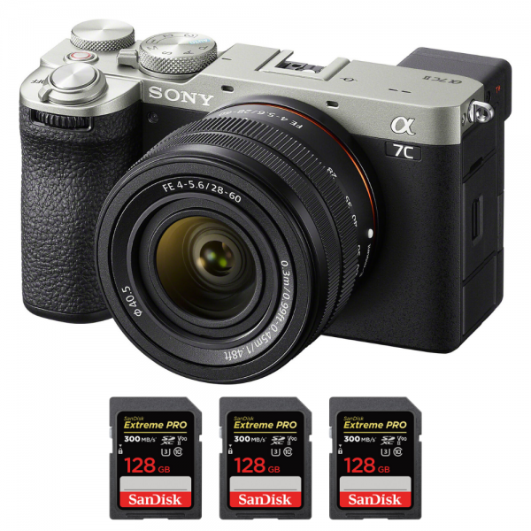 Sony A7C II Silver + FE 28-60mm f/4-5.6 + 3 SanDisk 128GB Extreme PRO UHS-II SDXC 300 MB/s-1
