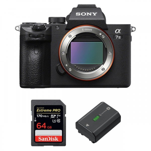 Sony A7 III Cuerpo + SanDisk 64GB Extreme PRO UHS-I SDXC 170 MB/s + Sony NP-FZ100 - Camara mirrorless-1