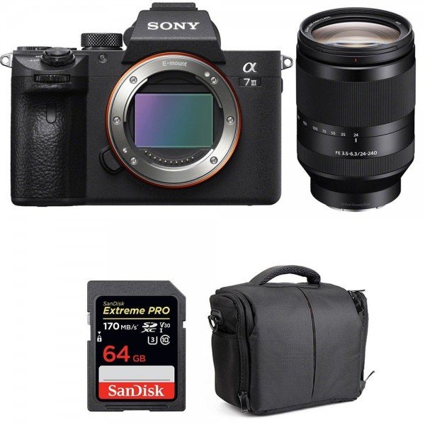Sony A7 III + FE 24-240 mm f/3.5-6.3 OSS + SanDisk 64GB Extreme PRO UHS-I SDXC 170 MB/s + Bolsa - Camara mirrorless-1