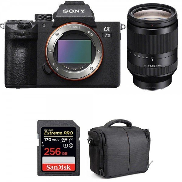 Sony A7 III + FE 24-240 mm f/3.5-6.3 OSS + SanDisk 256GB Extreme PRO UHS-I SDXC 170 MB/s + Bolsa - Camara mirrorless-1