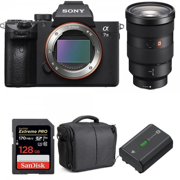 Sony A7 III + FE 24-70 mm F2.8 GM + SanDisk 128GB Extreme PRO UHS-I SDXC 170 MB/s + NP-FZ100 + Sac-1