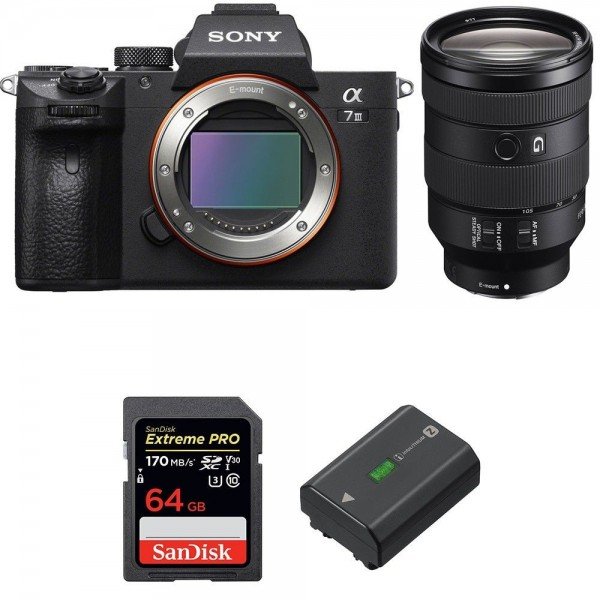 Sony A7 III + FE 24-105 mm F4 G OSS + SanDisk 64GB Extreme PRO UHS-I SDXC 170 MB/s + NP-FZ100 + Sac-1
