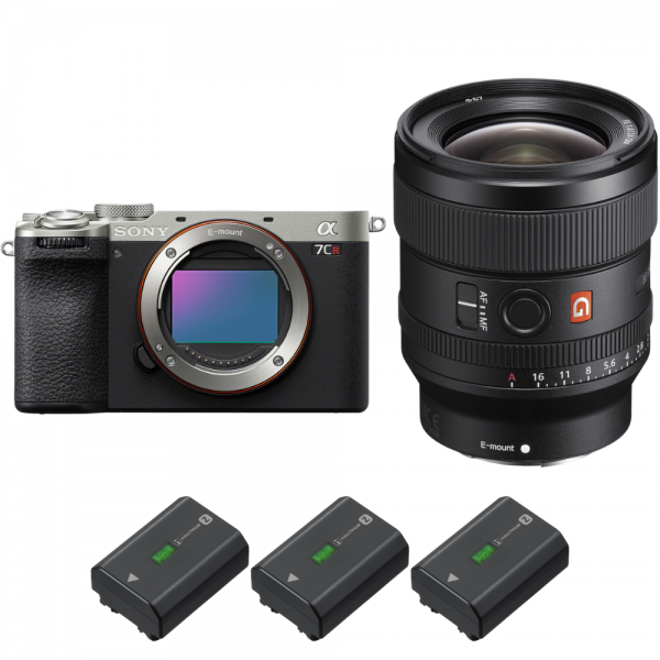 Sony A7CR Silver + FE 24mm f/1.4 GM + 3 Sony NP-FZ100-1
