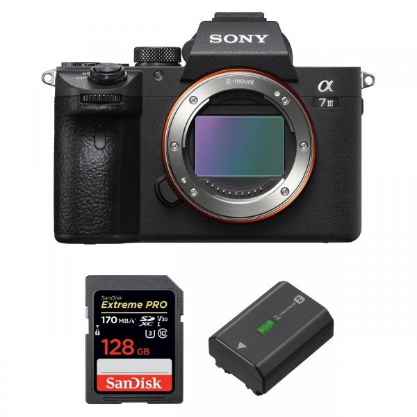 Sony Alpha 7 III Body + SanDisk 128GB Extreme PRO UHS-I SDXC 170 MB/s + Sony NP-FZ100-2