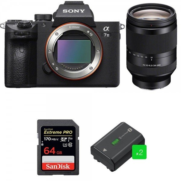 Sony Alpha 7 III + FE 24-240 mm f/3.5-6.3 OSS + SanDisk 64GB Extreme PRO UHS-I SDXC 170 MB/s + 2 NP-FZ100-2