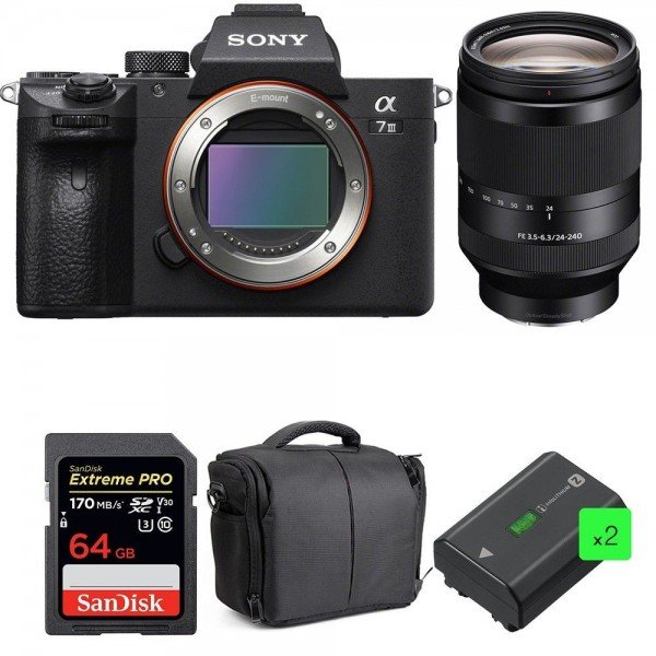 Sony Alpha 7 III + FE 24-240 mm f/3.5-6.3 OSS + SanDisk 64GB UHS-I SDXC 170 MB/s + 2 NP-FZ100 + Bag-2