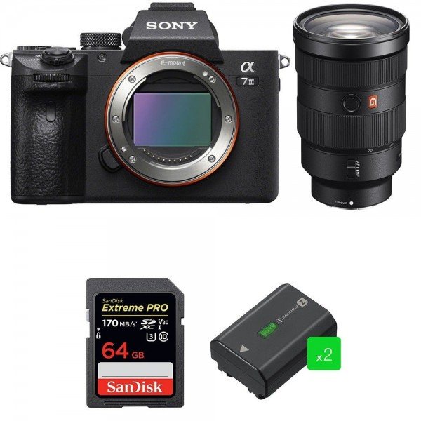 Sony Alpha 7 III + FE 24-70 mm f/2.8 GM + SanDisk 64GB Extreme PRO UHS-I SDXC 170 MB/s + 2 NP-FZ100-2