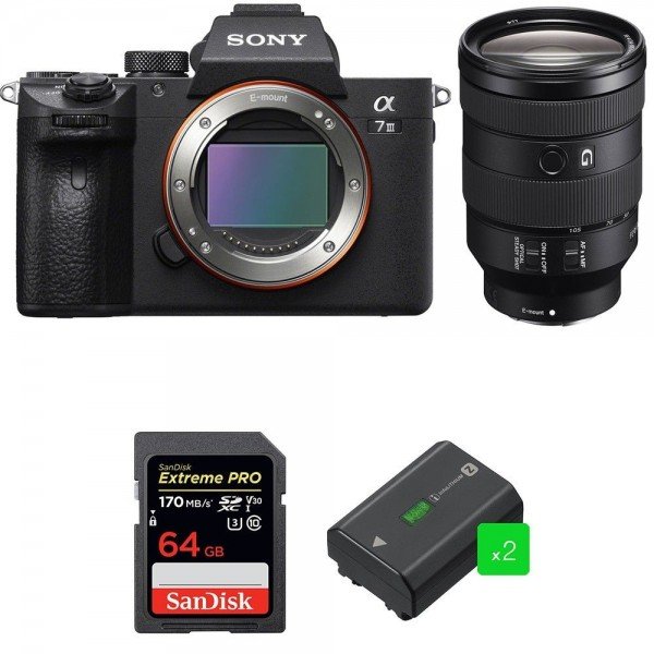 Sony Alpha 7 III + FE 24-105 mm f/4 G OSS + SanDisk 64GB Extreme PRO UHS-I SDXC 170 MB/s + 2 NP-FZ100-2