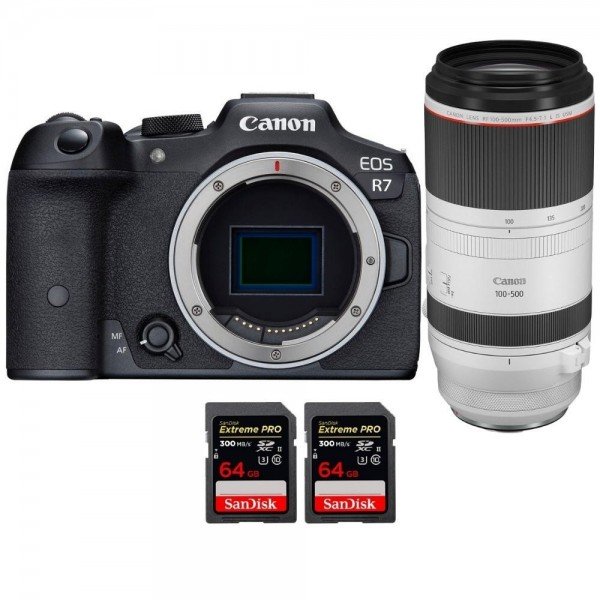 Canon EOS R7 + RF 100-500mm F4.5-7.1 L IS USM + 2 SanDisk 64GB Extreme PRO UHS-II SDXC 300 MB/s - Camara mirrorless-2