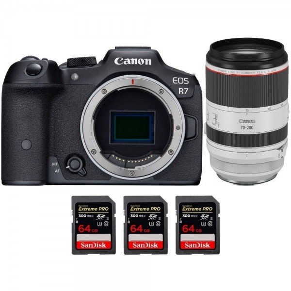 Canon EOS R7 + RF 70-200mm F2.8 L IS USM + 3 SanDisk 64GB Extreme PRO UHS-II SDXC 300 MB/s - Camara mirrorless-2