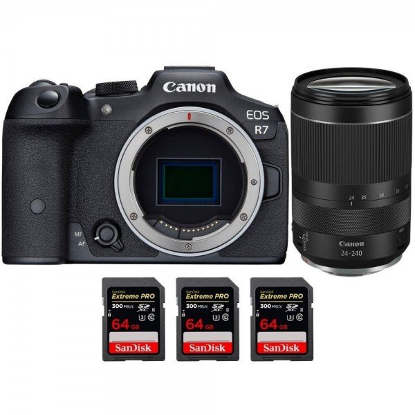 Canon EOS R7 + RF 24-240 mm F4-6,3 IS USM + 3 SanDisk 64 GB Extreme PRO UHS-II SDXC 300 MB/s - Camara mirrorless-2