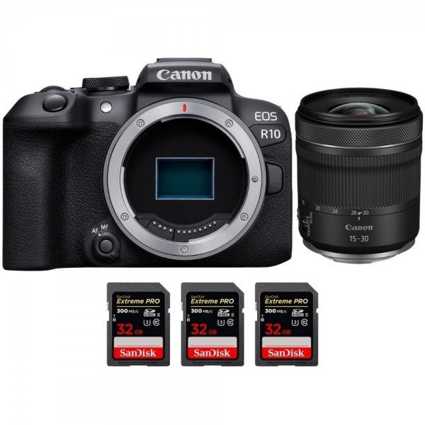 Canon EOS R10 + RF 15-30mm F4.5-6.3 IS STM + 3 SanDisk 32GB Extreme PRO UHS-II SDXC 300 MB/s - Camara evil APS-C-2
