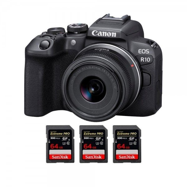 Canon EOS R10 + RF-S 18-45mm F4.5-6.3 IS STM + 3 SanDisk 64GB Extreme PRO UHS-II SDXC 300 MB/s APS-C-2