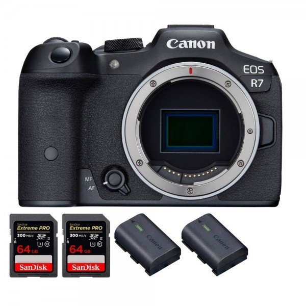 Canon EOS R7 + 2 SanDisk 64GB Extreme PRO UHS-II SDXC 300 MB/s + 2 Canon LP-E6NH-2