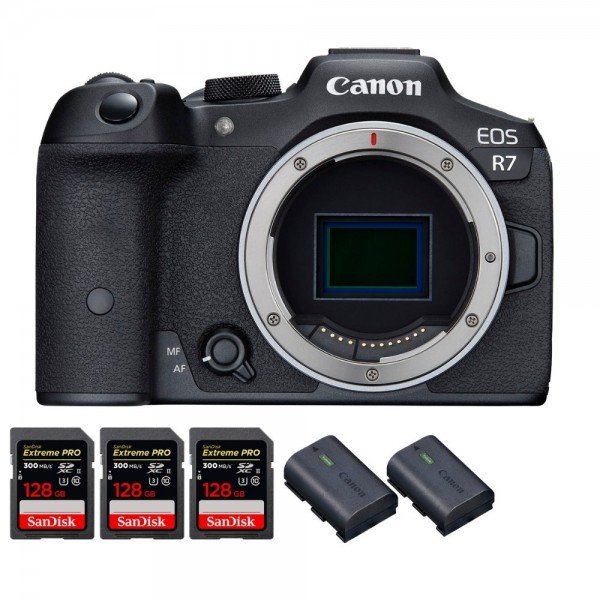 Canon EOS R7 + 3 SanDisk 128GB Extreme PRO UHS-II SDXC 300 MB/s + 2 Canon LP-E6NH-2