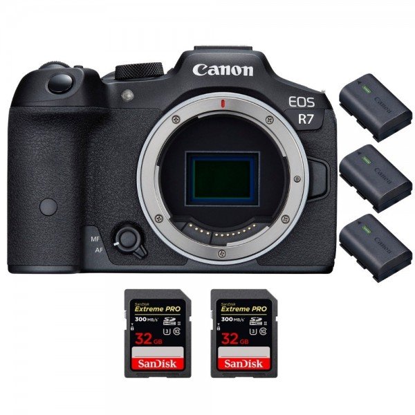 Canon EOS R7 + 2 SanDisk 32GB Extreme PRO UHS-II SDXC 300 MB/s + 3 Canon LP-E6NH - Camara mirrorless-2