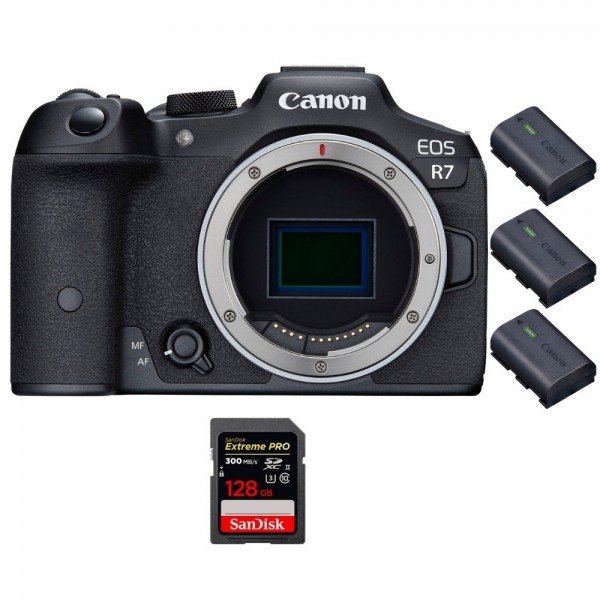 Canon EOS R7 + 1 SanDisk 128GB Extreme PRO UHS-II SDXC 300 MB/s + 3 Canon LP-E6NH - Camara mirrorless-2