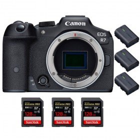 Canon EOS R7 + 3 SanDisk 128GB Extreme PRO UHS-II SDXC 300 MB/s + 3 Canon LP-E6NH-2