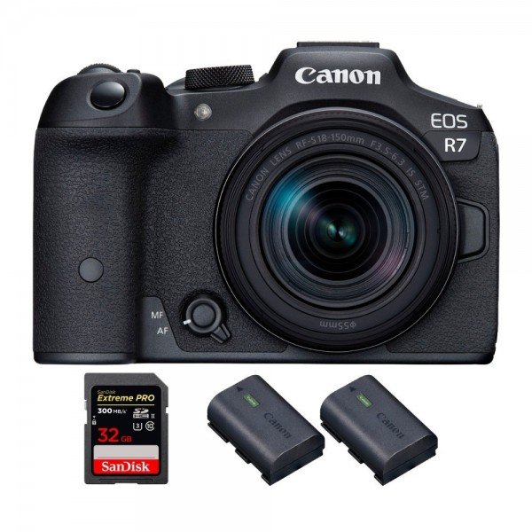 Canon EOS R7 + RF-S 18-150mm STM + 1 SanDisk 32GB Extreme PRO UHS-II SDXC 300 MB/s + 2 Canon LP-E6NH-2