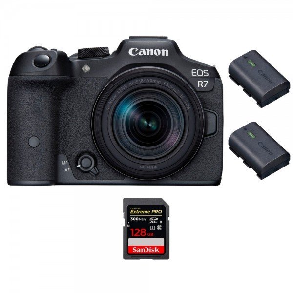 Canon EOS R7 + RF-S 18-150mm STM + 1 SanDisk 128GB Extreme PRO UHS-II SDXC 300 MB/s + 2 Canon LP-E6NH - Camara mirrorless-2