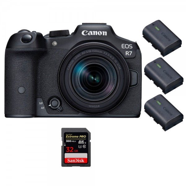 Canon EOS R7 + RF-S 18-150mm STM + 1 SanDisk 32GB Extreme PRO UHS-II SDXC 300 MB/s + 3 Canon LP-E6NH - Camara mirrorless-2
