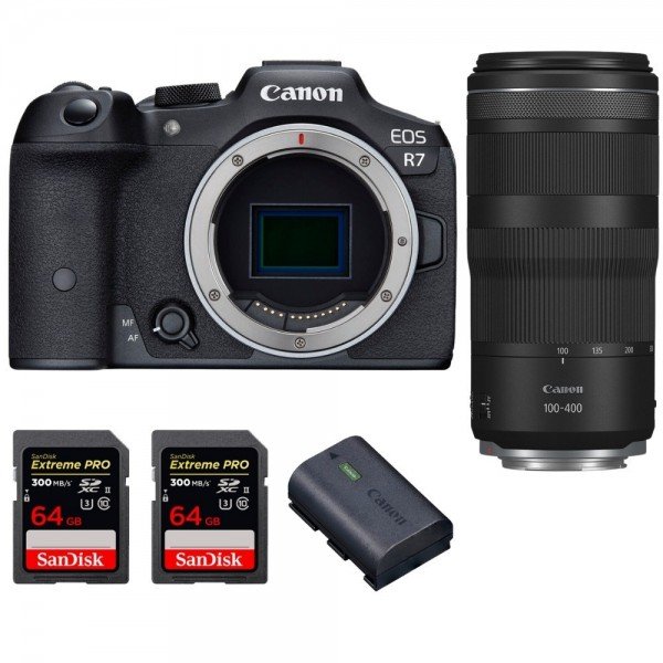 Canon EOS R7 + RF 100-400mm IS + 2 SanDisk 64GB Extreme PRO UHS-II SDXC 300 MB/s + 1 Canon LP-E6NH - Camara mirrorless-2