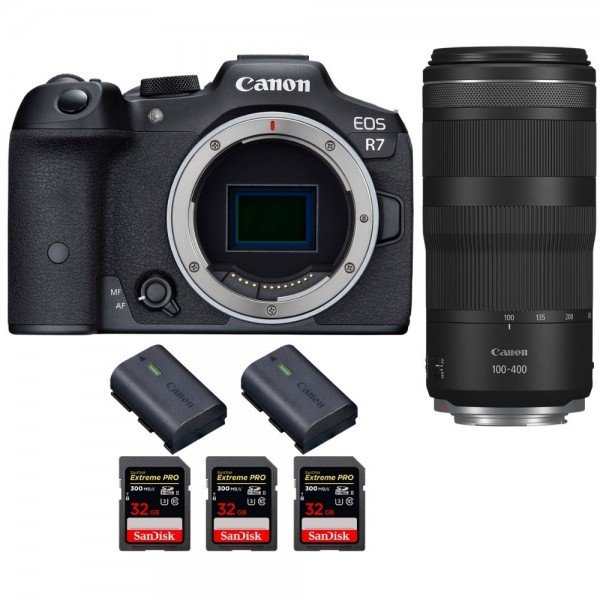 Canon EOS R7 + RF 100-400mm IS + 3 SanDisk 32GB Extreme PRO UHS-II SDXC 300 MB/s + 2 Canon LP-E6NH-2