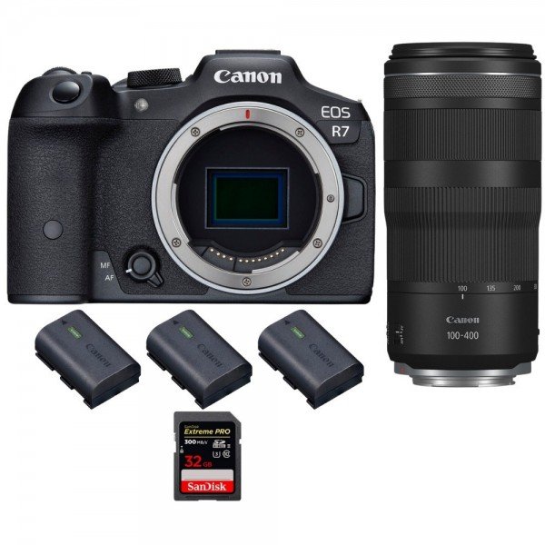 Canon EOS R7 + RF 100-400mm IS + 1 SanDisk 32GB Extreme PRO UHS-II SDXC 300 MB/s + 3 Canon LP-E6NH - Camara mirrorless-2