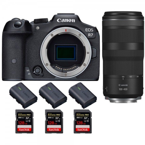 Canon EOS R7 + RF 100-400mm IS + 3 SanDisk 128GB Extreme PRO UHS-II SDXC 300 MB/s + 3 Canon LP-E6NH - Camara mirrorless-2