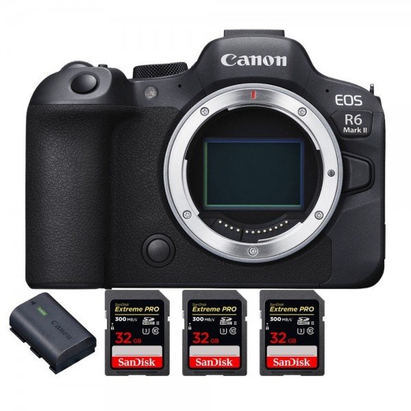 Canon EOS R6 Mark II + 3 SanDisk 32GB Extreme PRO UHS-II 300 MB/s + 1 Canon LP-E6NH - Full Frame Mirrorless Camera-2