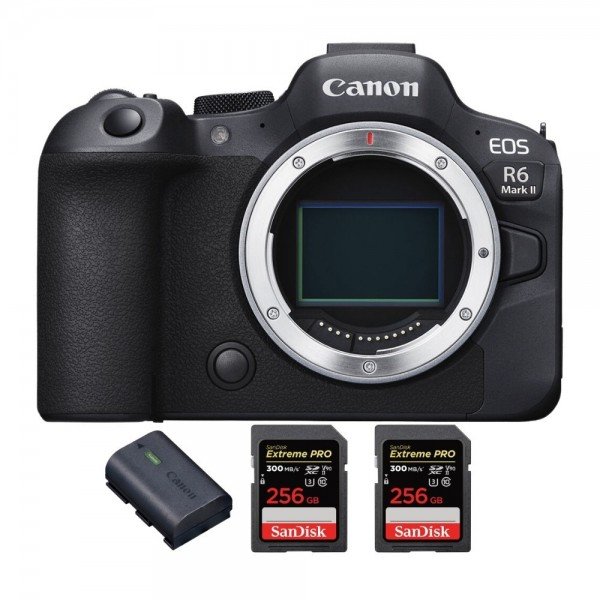 Canon EOS R6 Mark II + 2 SanDisk 256GB Extreme PRO UHS-II 300 MB/s + 1 Canon LP-E6NH - Full Frame Mirrorless Camera-2