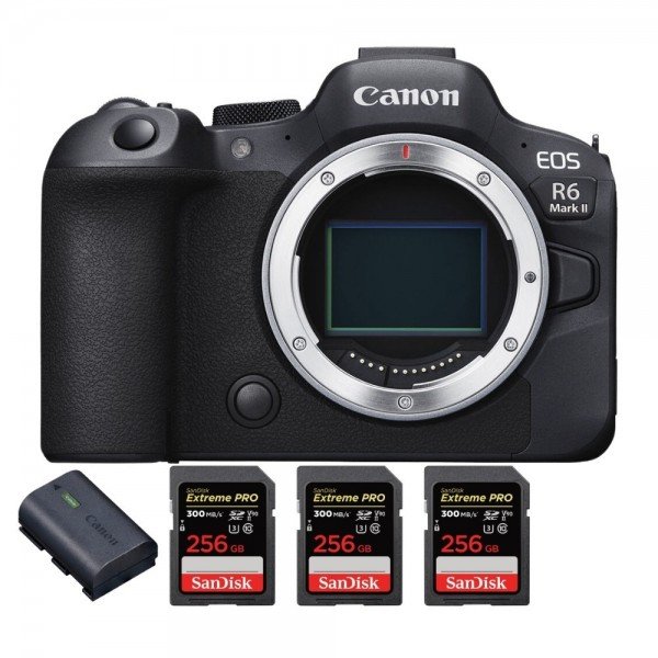 Canon EOS R6 Mark II + 3 SanDisk 256GB Extreme PRO UHS-II 300 MB/s + 1 Canon LP-E6NH-2