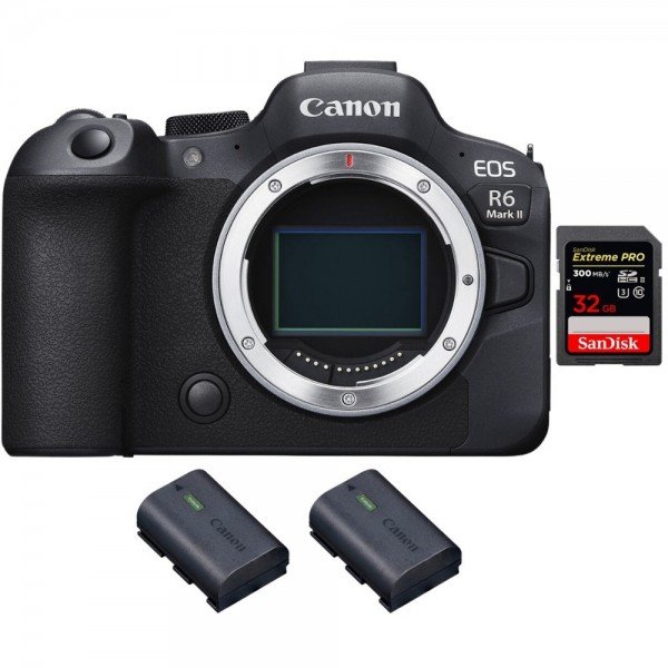 Canon EOS R6 Mark II + 1 SanDisk 32GB Extreme PRO UHS-II 300 MB/s + 2 Canon LP-E6NH - Full Frame Mirrorless Camera-2