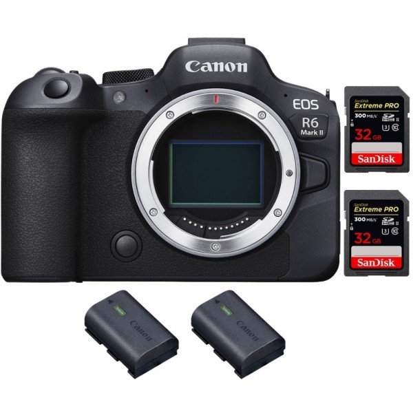 Canon EOS R6 Mark II + 2 SanDisk 32GB Extreme PRO UHS-II 300 MB/s + 2 Canon LP-E6NH-2