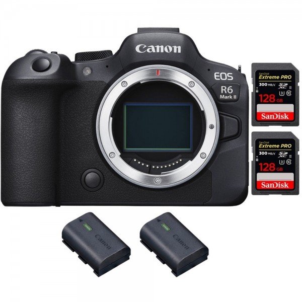 Canon EOS R6 Mark II + 2 SanDisk 128GB Extreme PRO UHS-II 300 MB/s + 2 Canon LP-E6NH-2