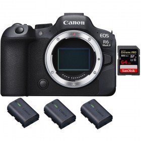 Canon EOS R6 Mark II + 1 SanDisk 64GB Extreme PRO UHS-II 300 MB/s + 3 Canon LP-E6NH - Full Frame Mirrorless Camera-2