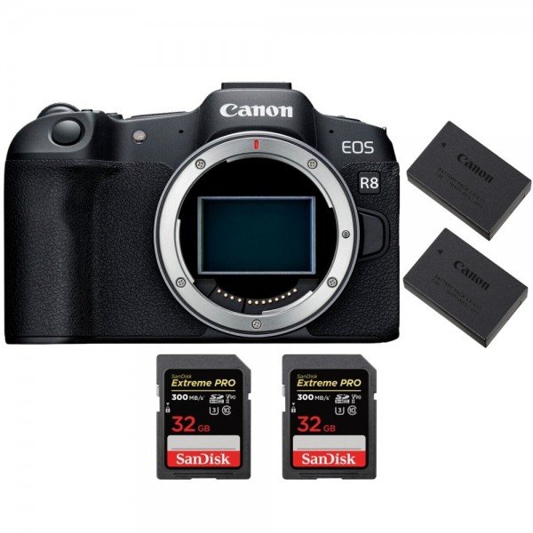 Canon EOS R8 + 2 SanDisk 32GB Extreme PRO UHS-II SDXC 300 MB/s + 2 Canon LP-E17-2