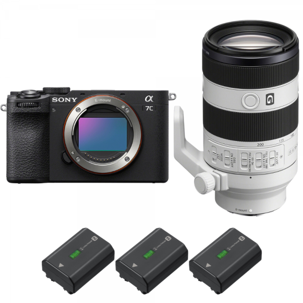 Sony A7C II Negro + FE 70-200mm f/4 Macro G OSS II + 3 Sony NP-FZ100-2