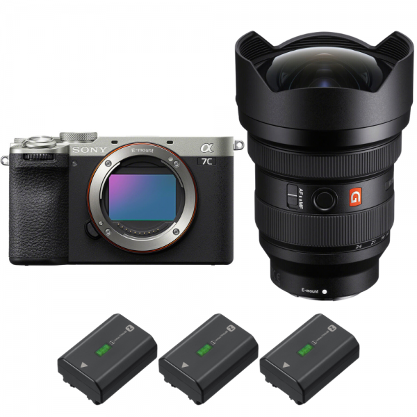 Sony A7C II Plata + FE 12-24mm f/2.8 GM + 3 Sony NP-FZ100-2