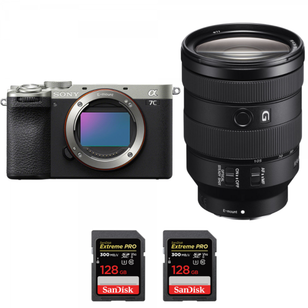 Sony A7C II Silver + FE 24-105mm f/4 G OSS + 2 SanDisk 128GB Extreme PRO UHS-II SDXC 300 MB/s-2