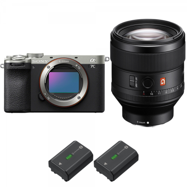 Sony A7C II Silver + FE 85mm f/1.4 GM + 2 Sony NP-FZ100-2